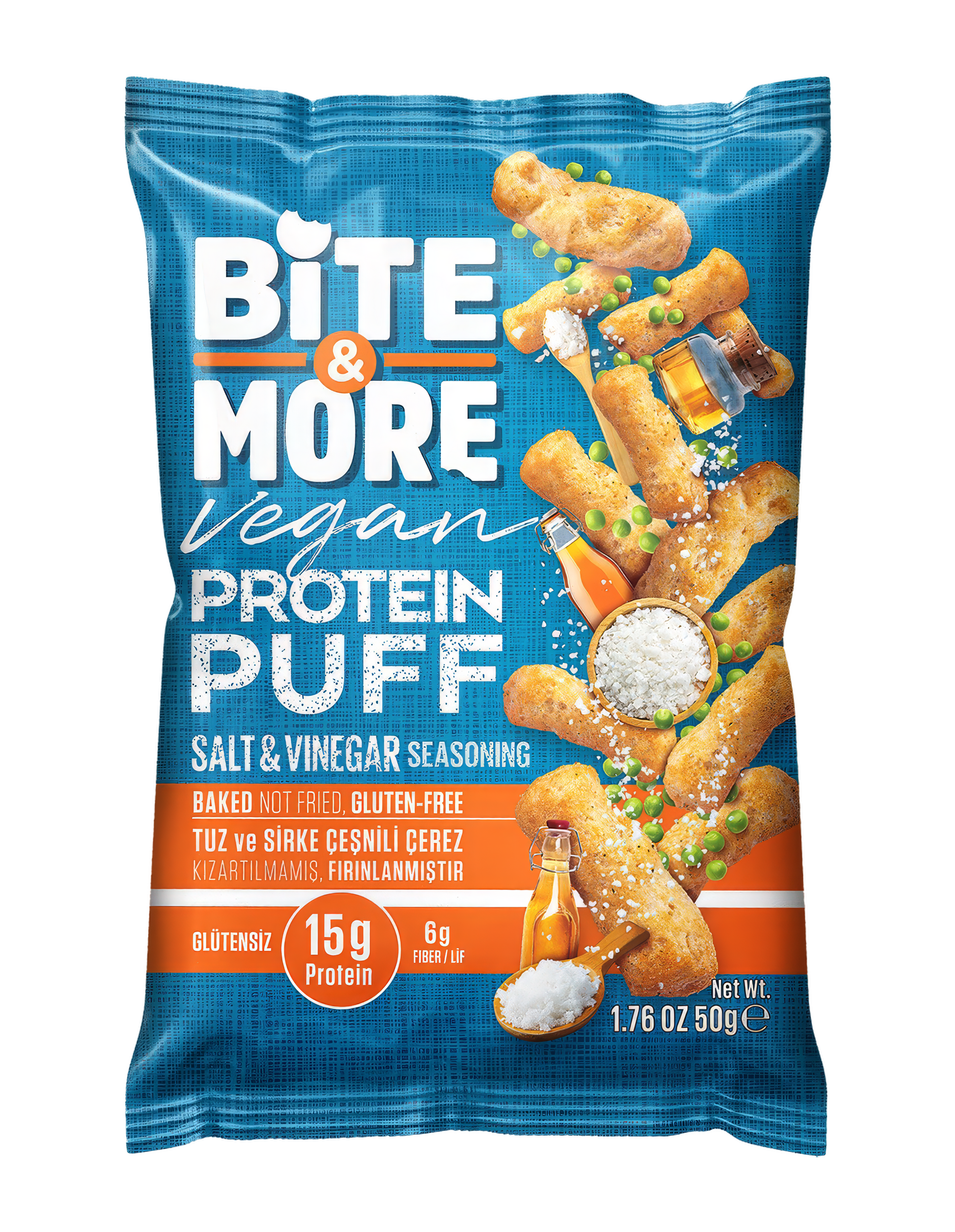Bite & More - Protein Puff Salt & Vinegar 50g x 4pcs