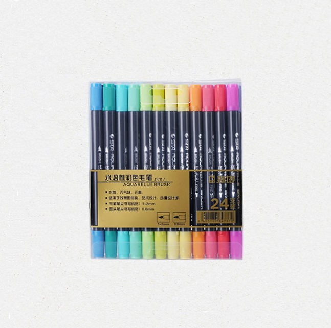 Miniaturbild: STA 3110 Dual Brush Pen Set, Doppelfasermaler, 12 oder 24 Farben, Wasserbasis