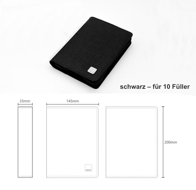 Miniaturbild: Präsentationsmappe für 10 / 20 Füllhalter, grau / schwarz