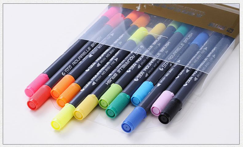 Miniaturbild: STA 3110 Dual Brush Pen Set, Doppelfasermaler, 12 oder 24 Farben, Wasserbasis