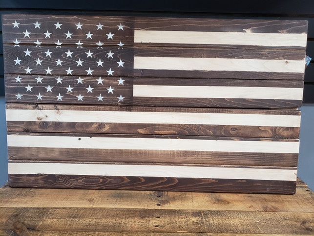 Hand Stained 36 x 20 Flags $125