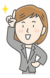 女性スタッフ指を上げる