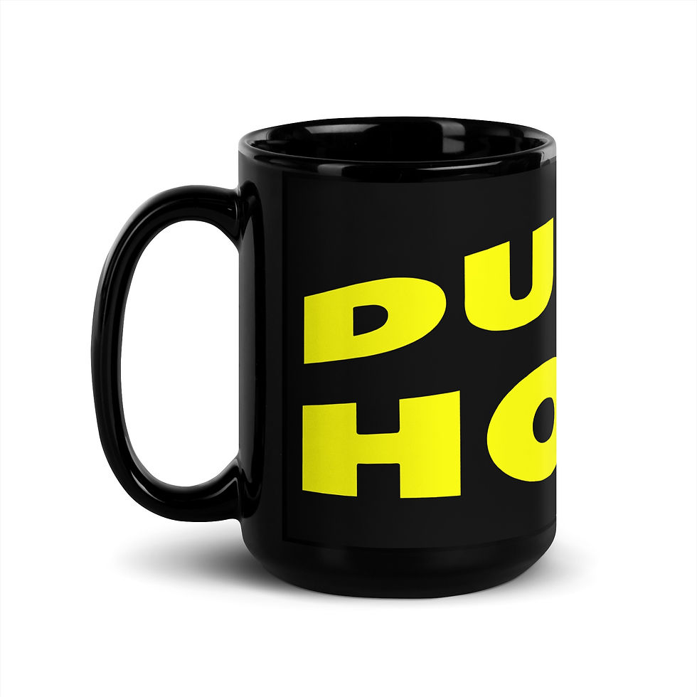 Thumbnail: Ducky Hood Classic Yellow Print Glossy Coffee Mug (Black)