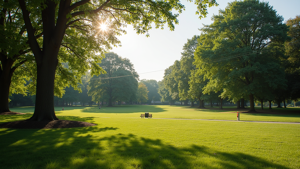 Wide angle view of a peaceful park in Woodbridge, Virginia