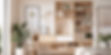 Landscape image of an organised and minimalist home with light neutral colours and everyth