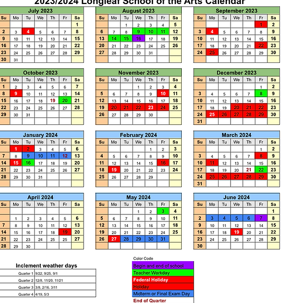 Calendar and Daily Schedule | longleafschool