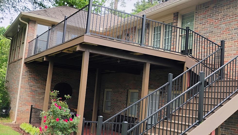 Modern elevated deck with beautiful outdoor spaces.