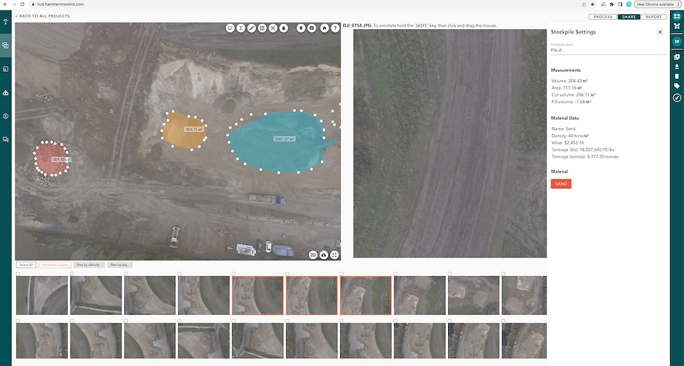 Stockpile Volumes, Tonnage & Density in Hammer Missions