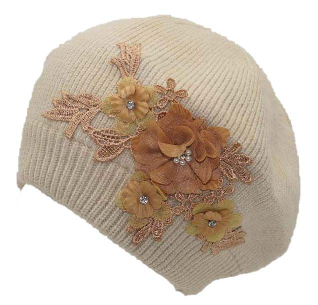 Thumbnail: H9933 Flower Design Beret Small Tube