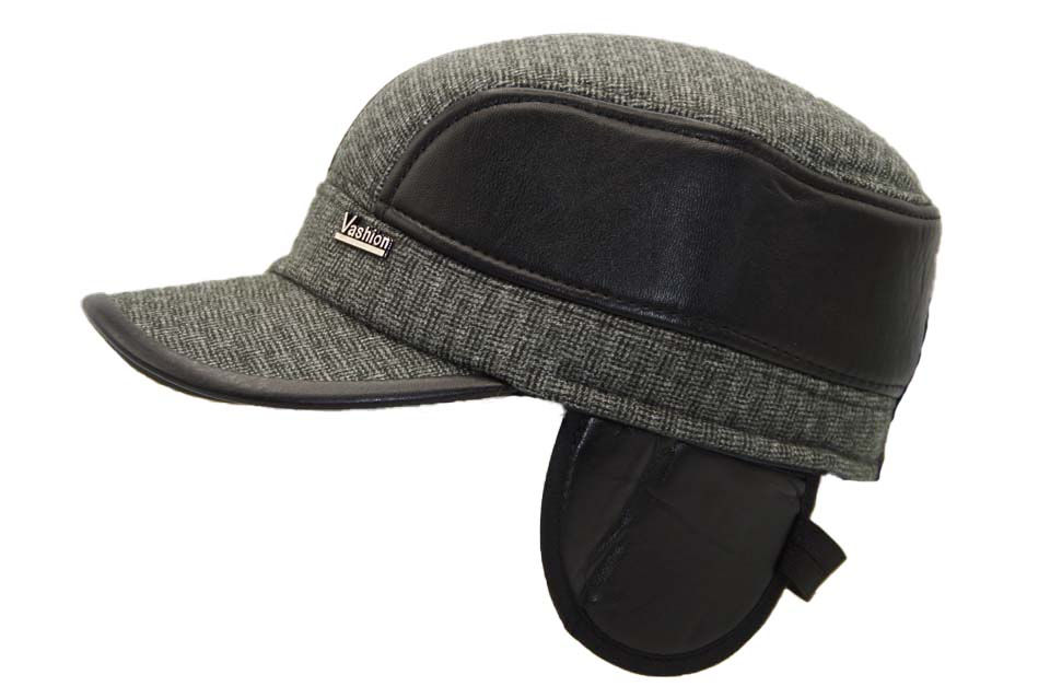 Thumbnail: H5727 PU Wool/Leather Cap with earflap