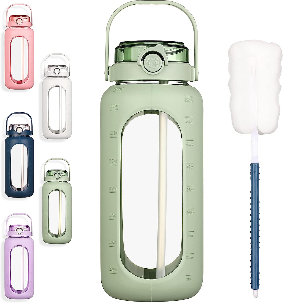 multicolored glass water bottles