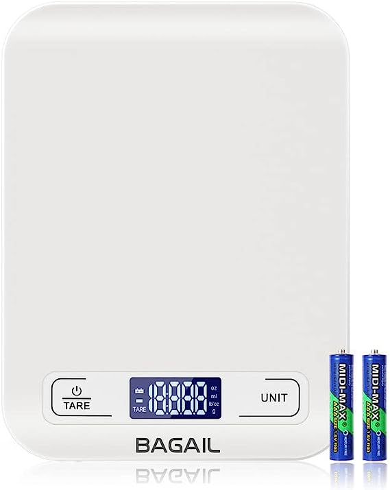 white food scale with batteries