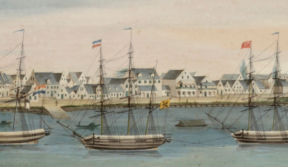 painting-of-paramaribo-harbour-waterkant-suriname-colonial-slavery-1835-for-sale-detail2.j