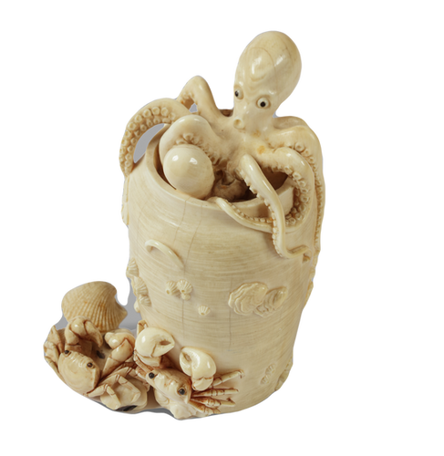 Okimono with Octopus and Shells for Sale | Z&R Netsuke