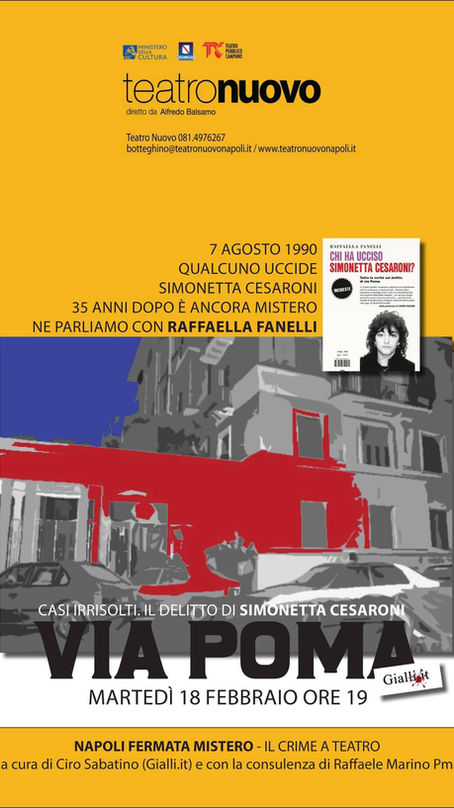 Delitto di Via Poma al Teatro Nuovo di Napoli per la rassegna Napoli Fermata Mistero