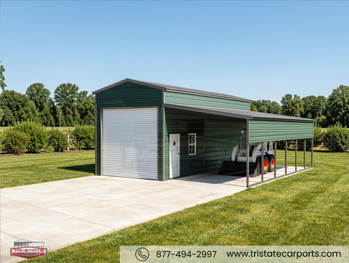 24'WX30'LX12'&8'H VERTICAL ROOF BARN STYLE SKU 068 | Tri State