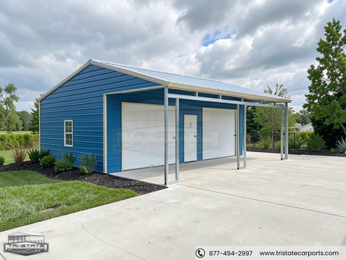 24'WX30'LX9'H VROOF GARAGE SKU 002 | Tri State Carports
