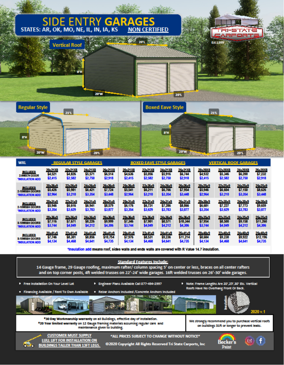 SIDE ENTRY GARAGES NON CERTIFIED