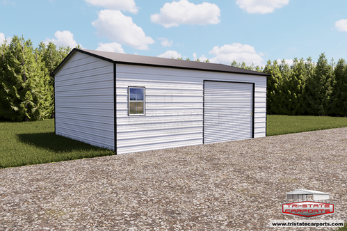 ☆American Garage 20x26-Boxed-Eave-Metal-Garage-