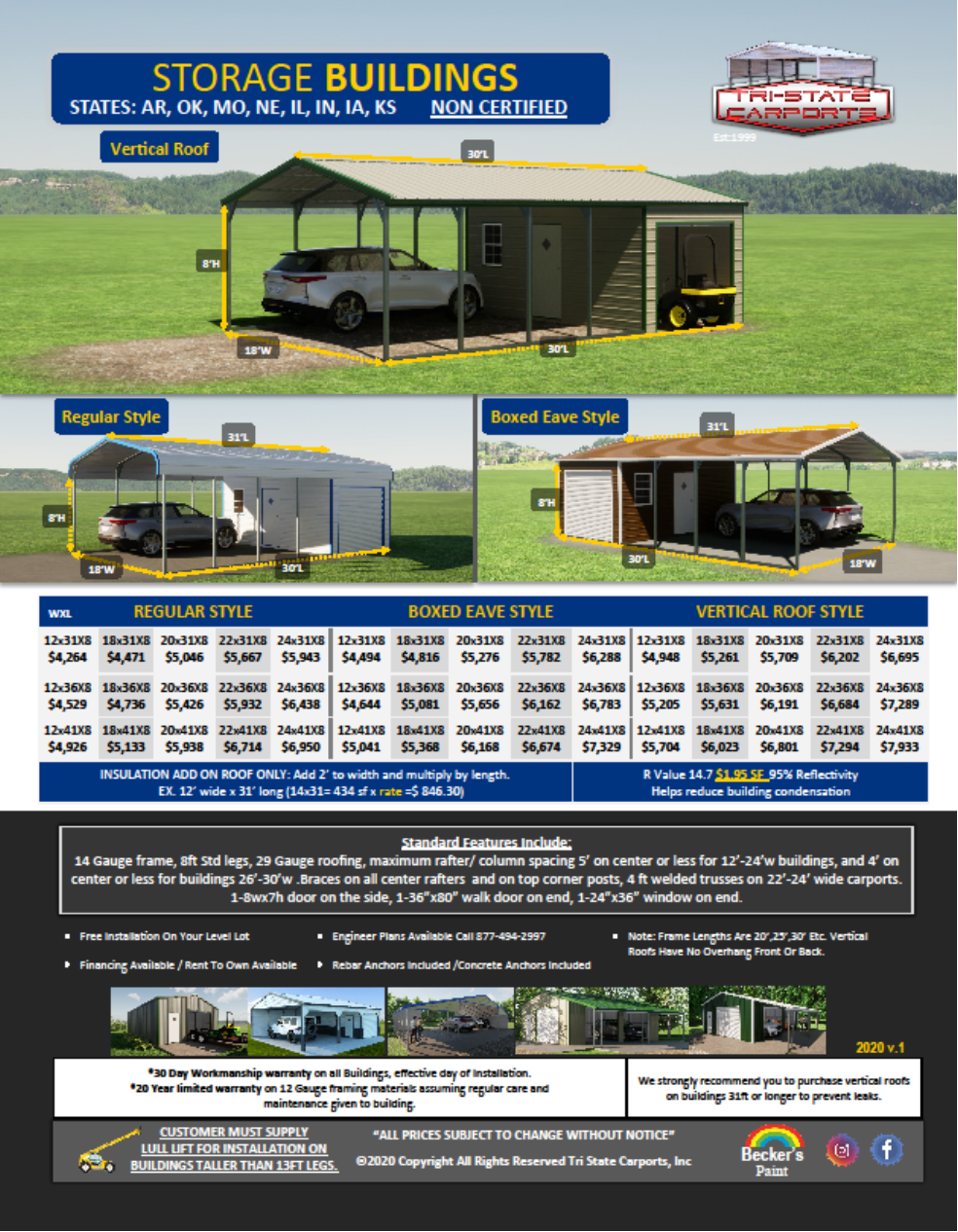 STORAGE BUILDINGS NON CERTIFIED
