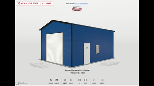 ☆ROUTE66 GARAGE type36 LB Ver 18'WX26'LX11'H BOXED EAVE GARAGE SKU 122 | Tri State Carports