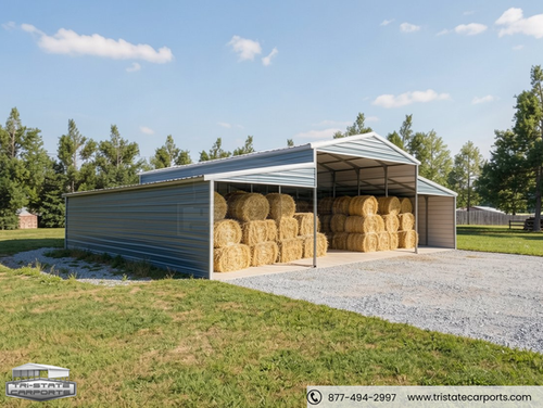 44'WX40'LX12'H VERTICAL ROOF BARN SKU 164 | Tri State Carports