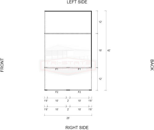 42'WX25'XLX12/8' VROOF BARN SKU 007 | Tri State Carports