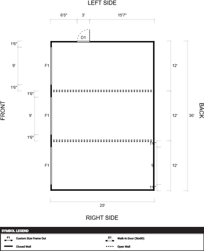 36'WX26'LX12'/8'H BARN STYLE SKU 120 | Tri State Carports