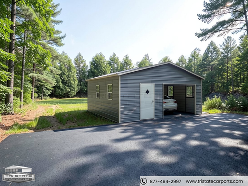 20'WX21'LX8'H BOXED EAVE GARAGE SKU 154 | Tri State Carports