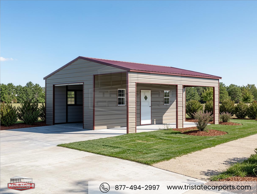 24'WX25'LX9'H VERTICAL ROOF GARAGE SKU 137 | Tri State Carports