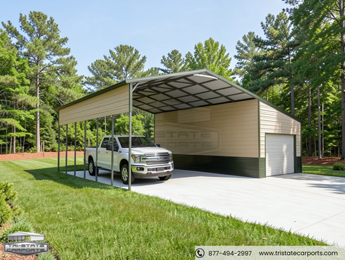 34'WX30'LX12'H CARPORT WITH LEAN TO SKU 103 | Tri State Carports