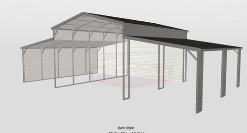42'WX25'XLX12/8' VROOF BARN SKU 007 | Tri State Carports