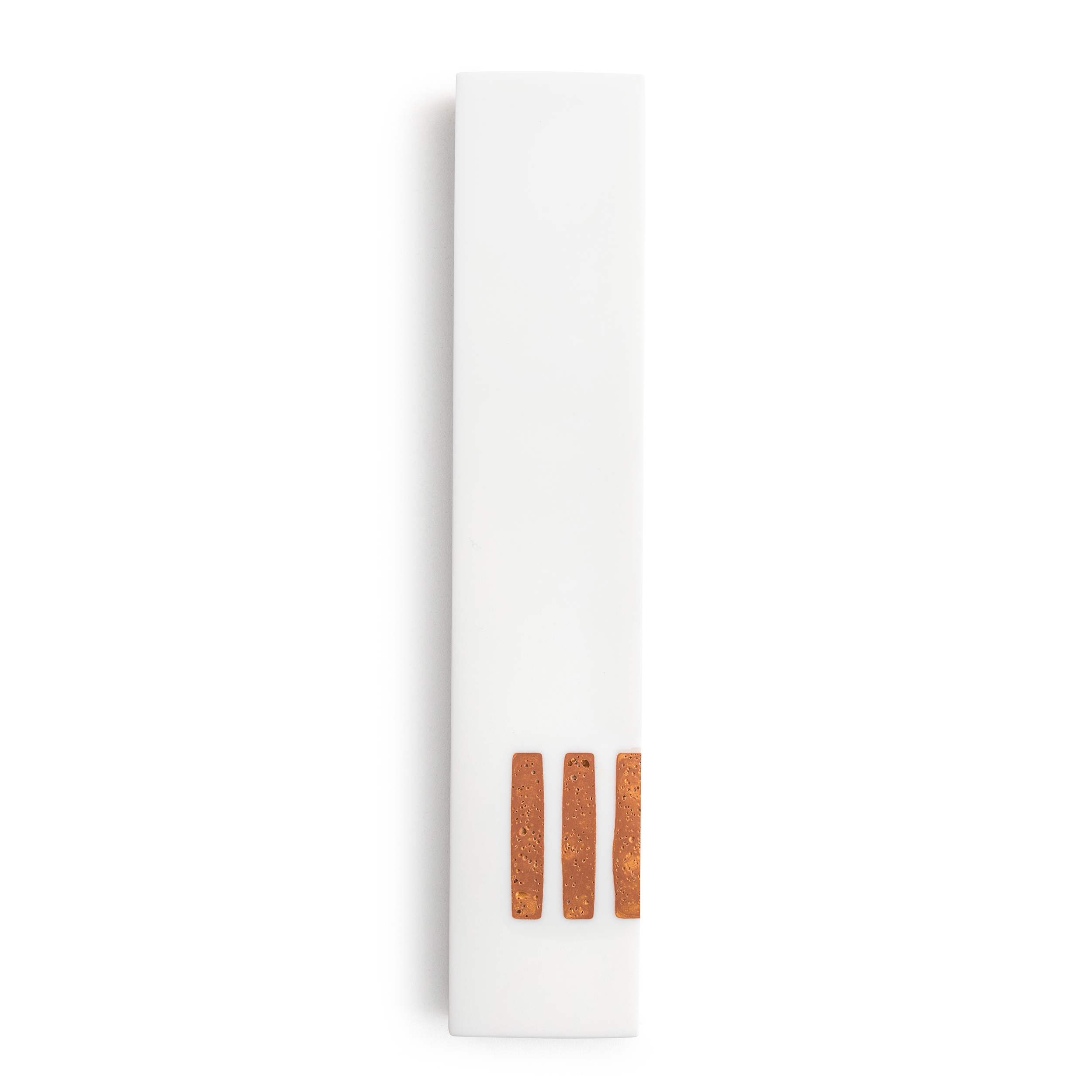 Mezuzah White Narrow | Shin Gold Side