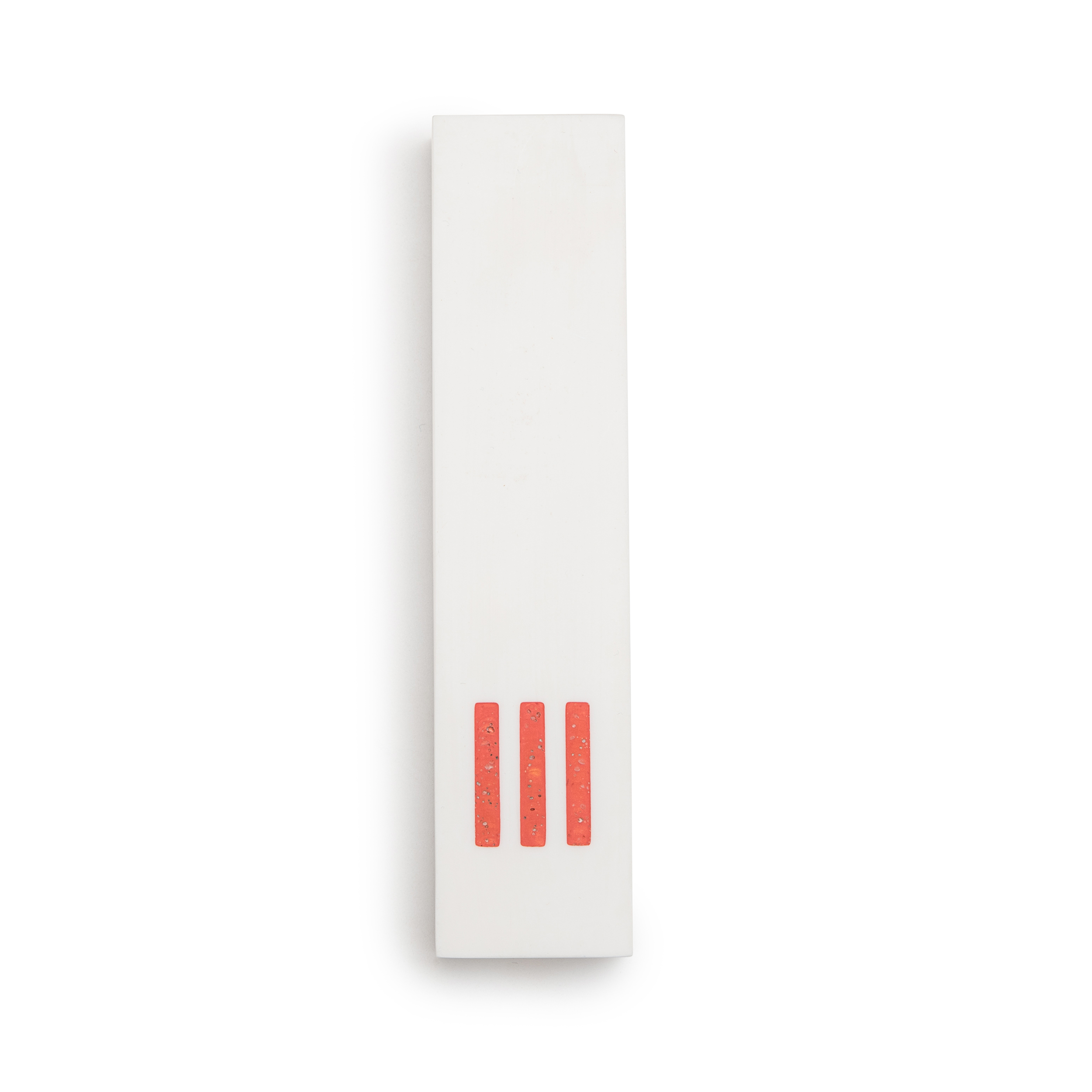 Mezuzah White Wide | Shin Orange Center