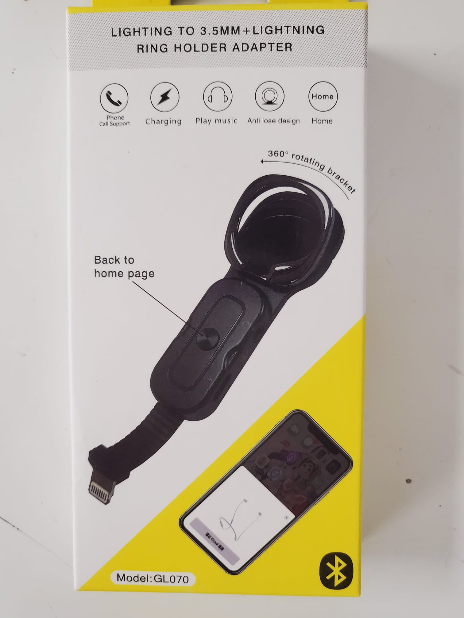 Lighting to 3.5MM + Lightning Ring Holder Adapter