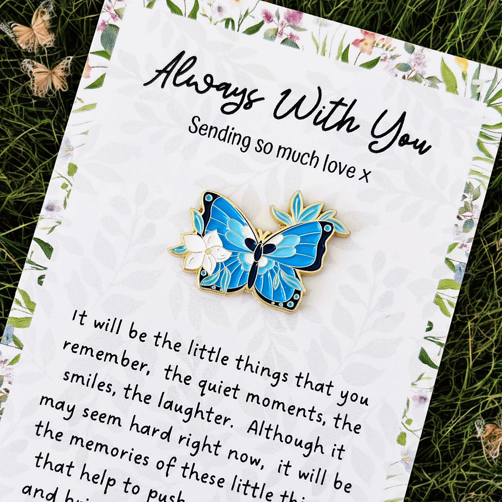 Blue butterfly pin badge 