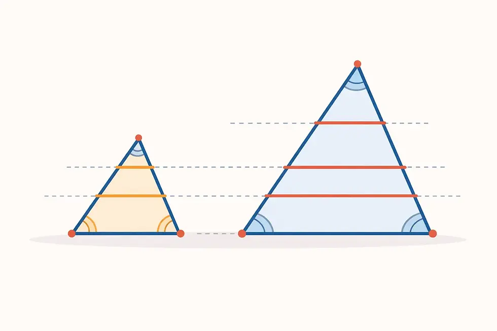 Ilustración sobre semejanza de figuras y Teorema de Tales en ESO.