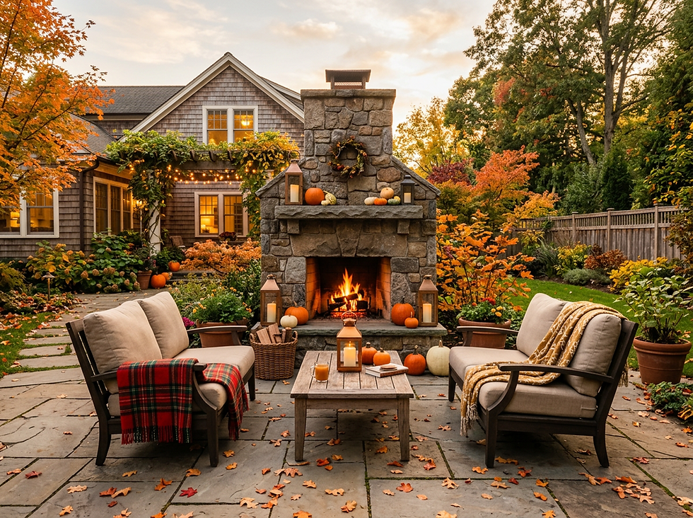 Create a Cozy Fall Gathering Space with Outdoor Fireplaces and Seating
