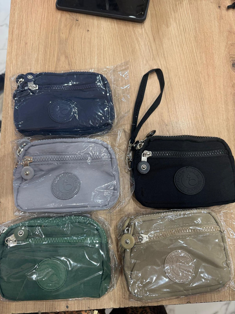 Monederos nylon con cremallera y asa en varios colores