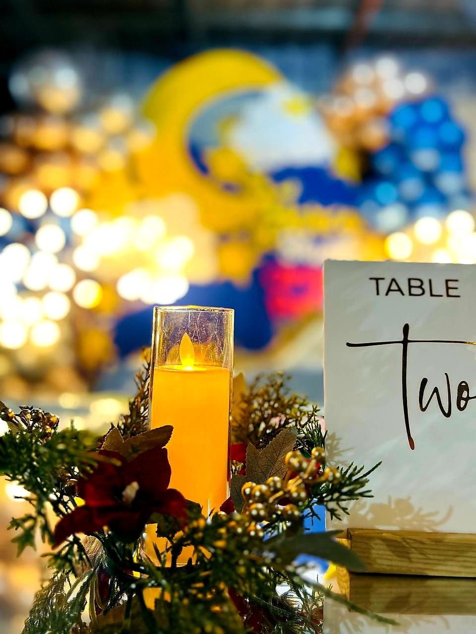 Lit candle, Table Two Christmas decoration
