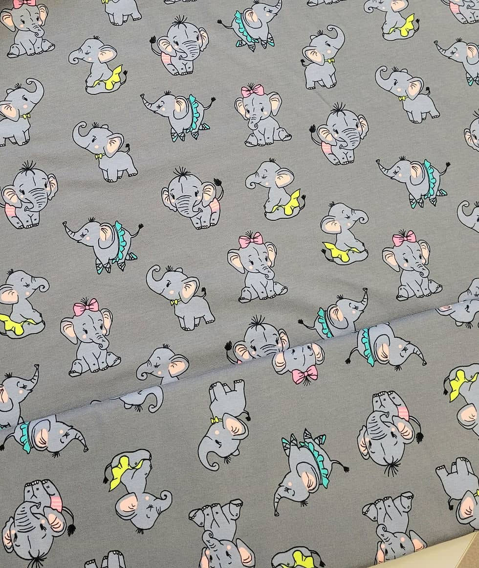 Kokvilnas trikotāža - ziloņi