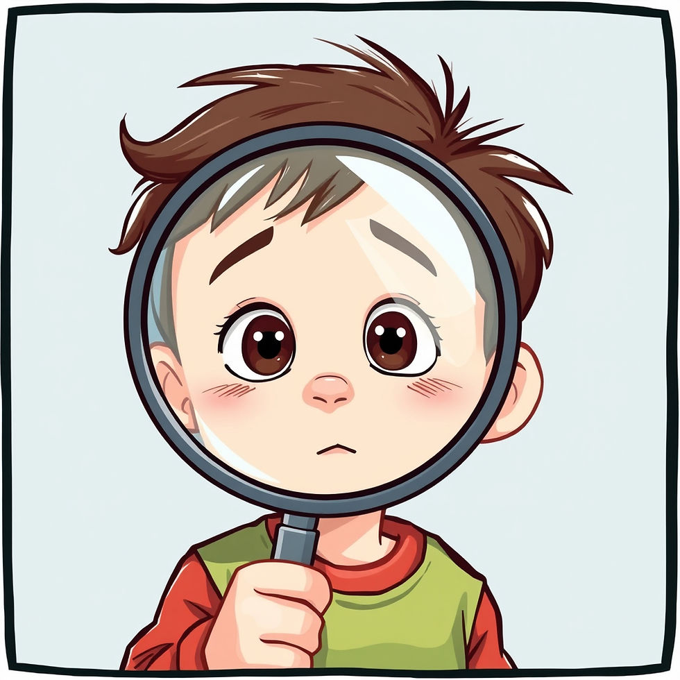 A child examining evidence.