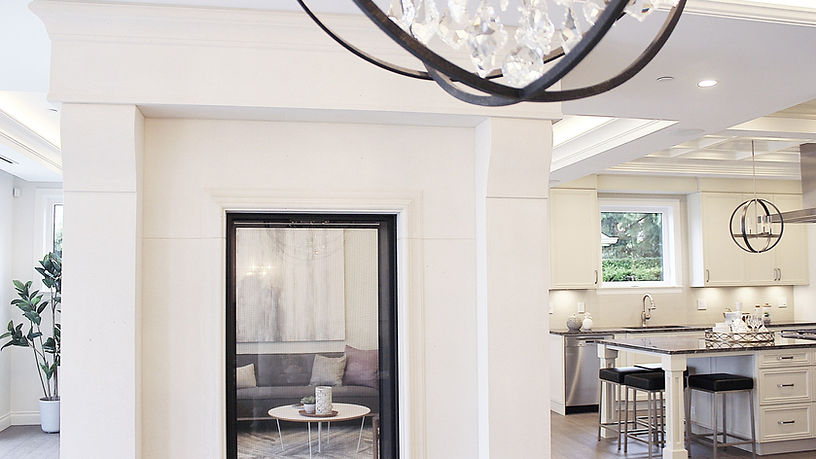 contemporary kitchen with painted maple doors, floating shelves, oak accents, quartz countertops, floating shelves from transitional to midcentury and modern farmhouse desigh