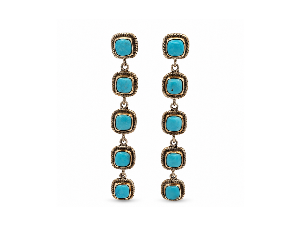 Thumbnail: turquoise dangle earrings, long turquoise earrings, five stone turquoise earrings