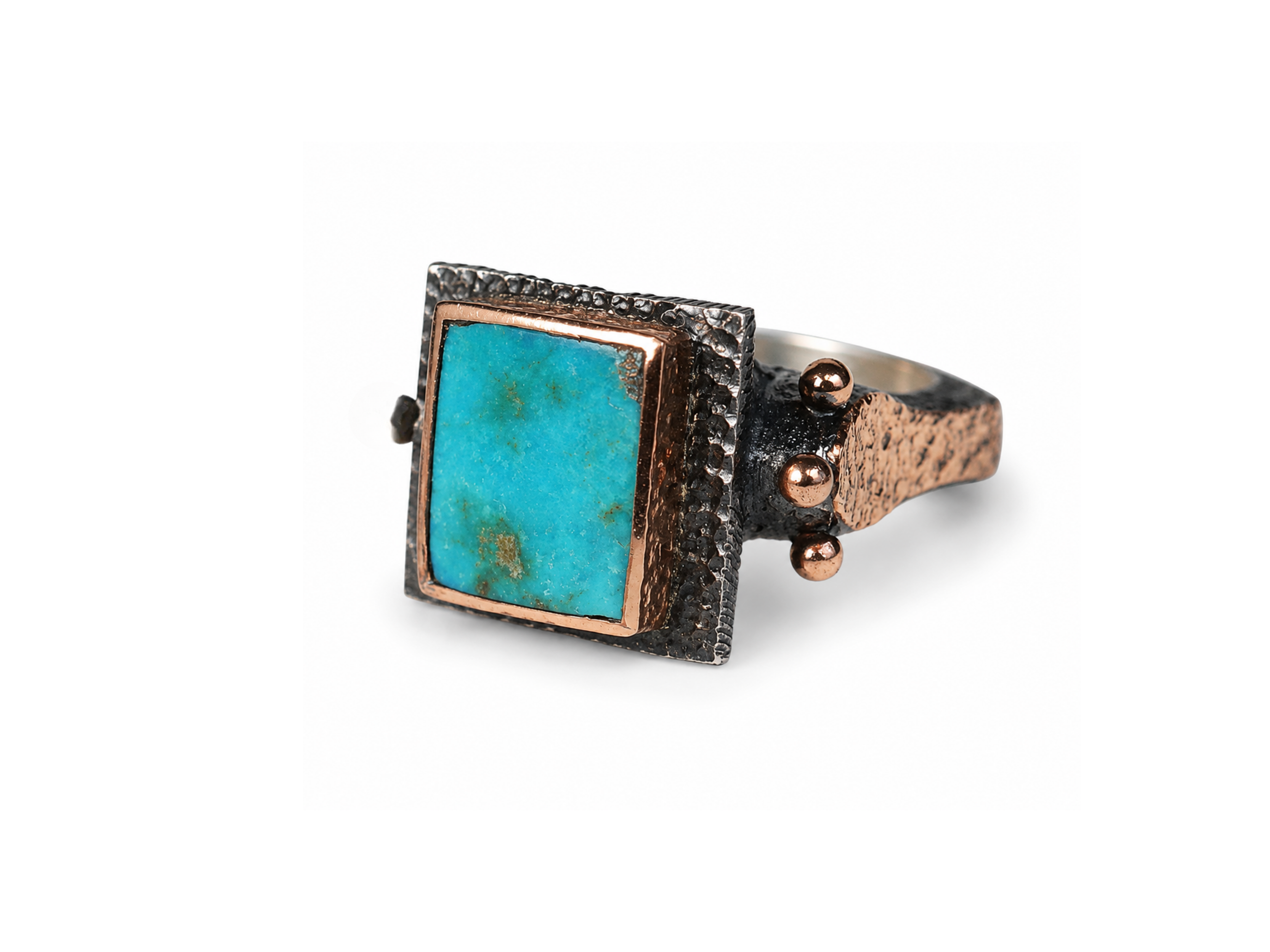 jewelry american west style oxidized silver ring bronze silver ring turquoise statement ring turquoise square
