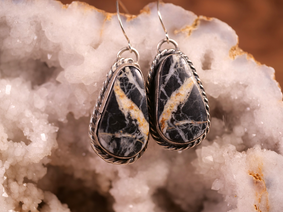 Thumbnail: dramatic dangle earrings bold and elegant earrings rustic silver rope detail timeless natural gemstone jewelry