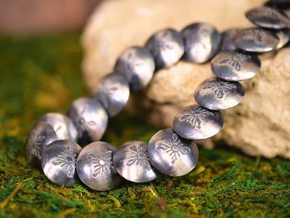 Thumbnail: handcrafted jewelry, silver bead necklace, classic navajo jewelry, navajo elegance, native american