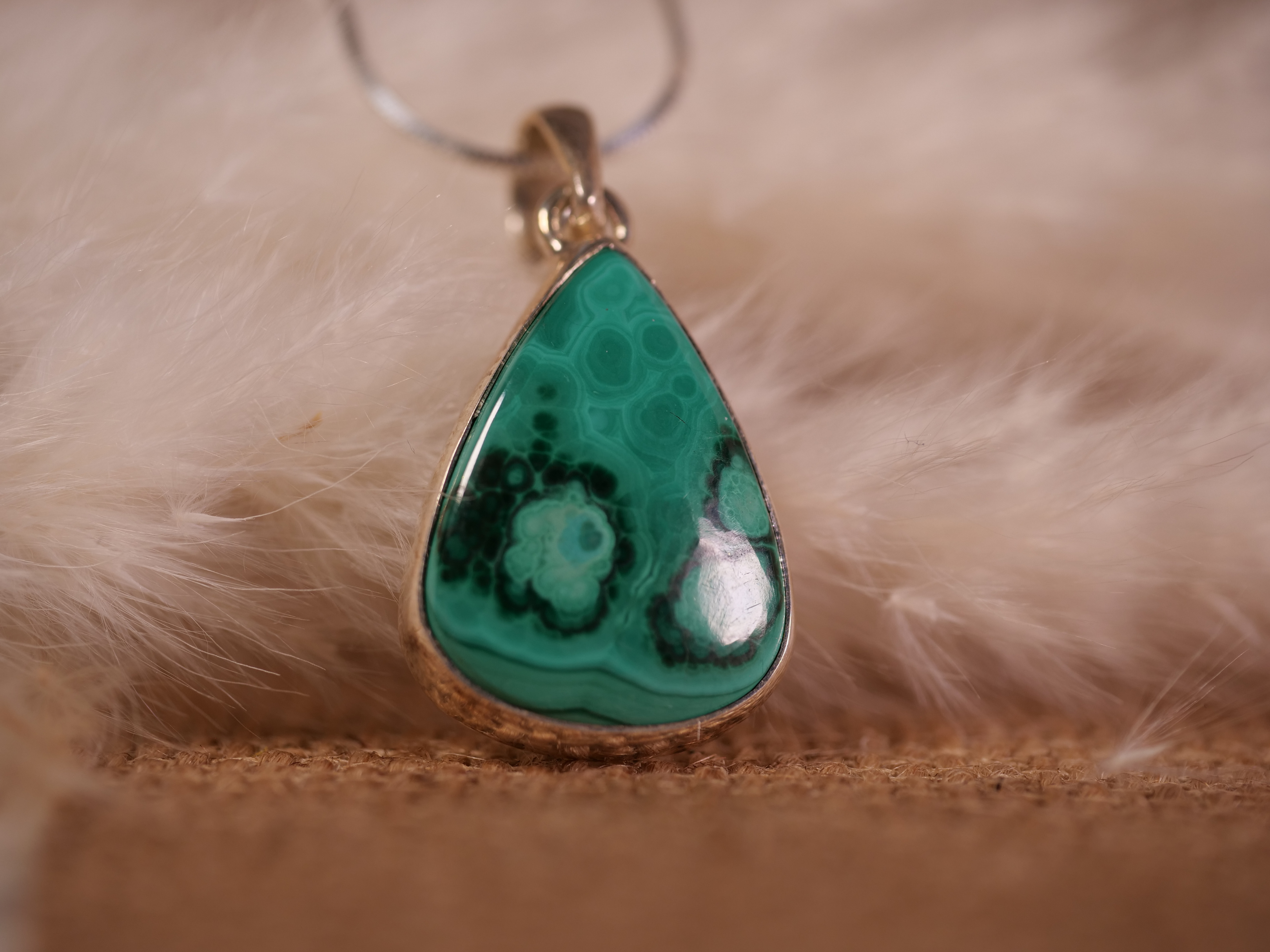 teardrop malachite pendant, green gemstone pendant, sterling silver malachite jewelry, natural