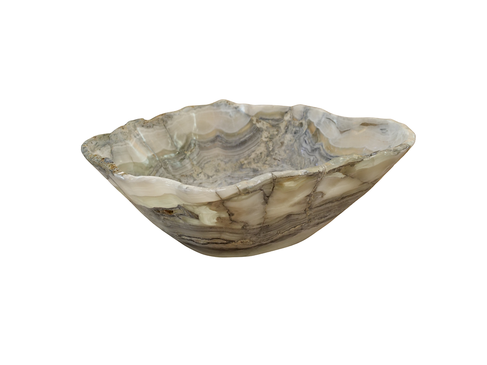 Thumbnail: home decor, stone centerpiece, artisan bowl, polished onyx bowl, neutral decor bowl, coffee table bowl, console table decor,