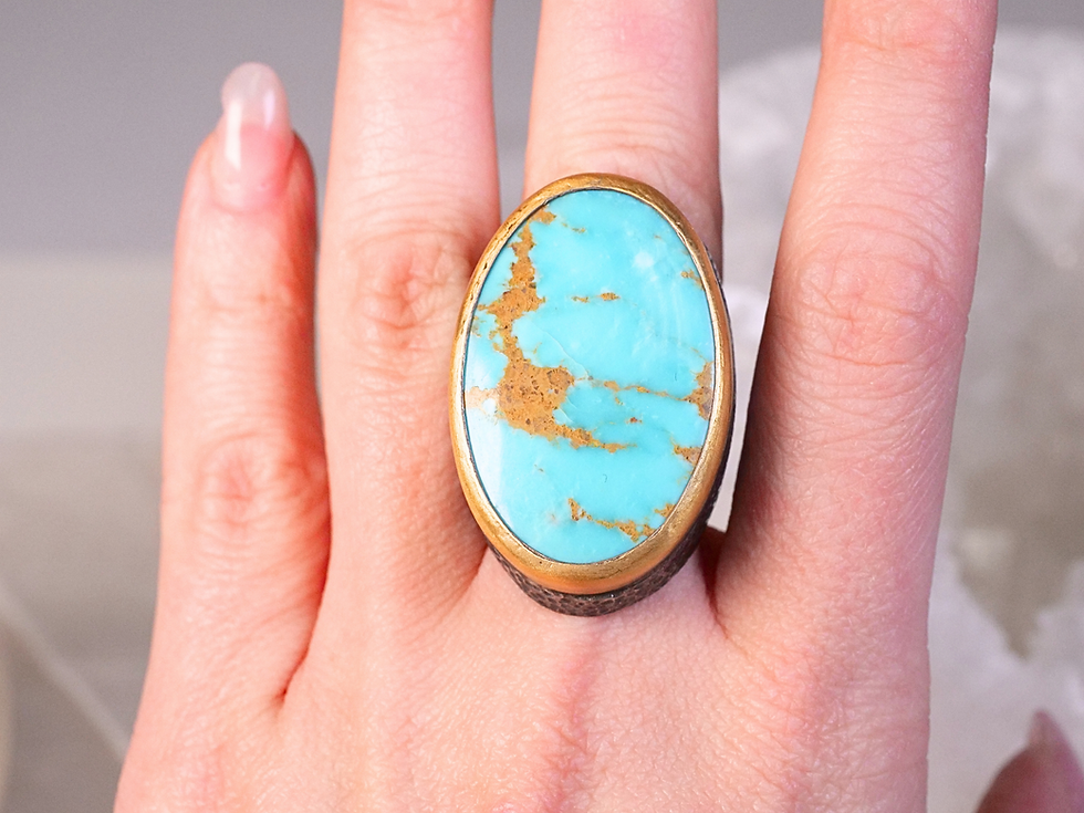 Thumbnail: western style jewelry unique gemstone ring natural turquoise matrix ring gift for her best shop in bozeman bora turquoise
